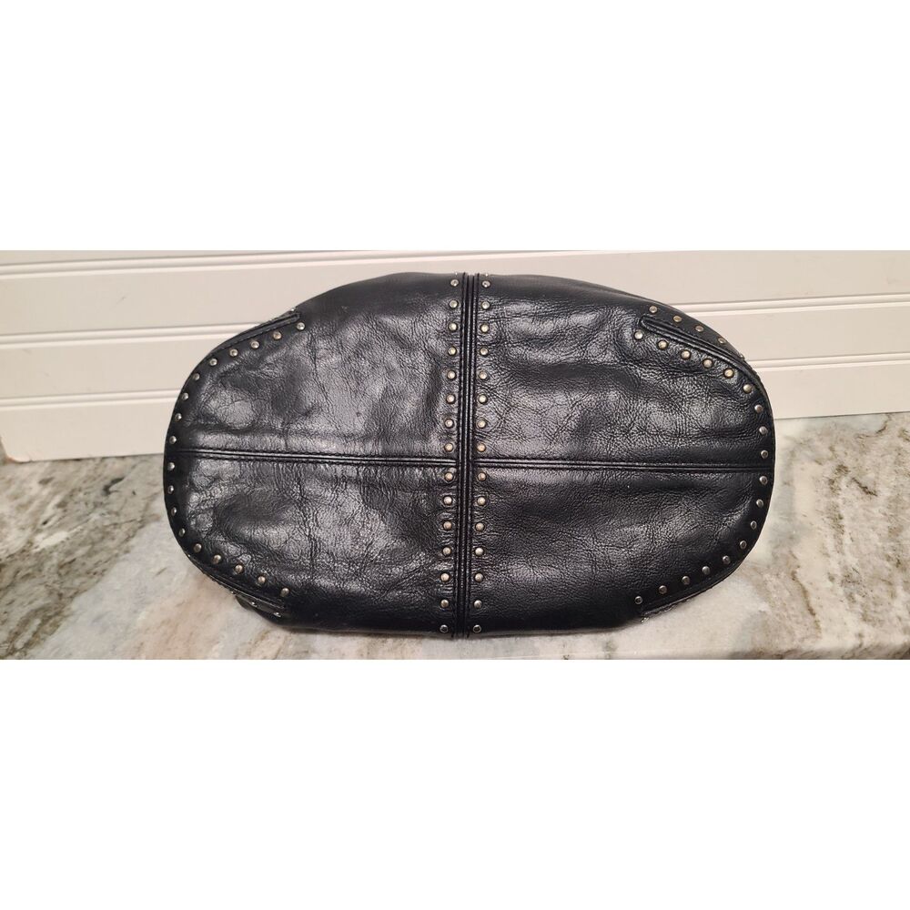 Michael Kors Black Leather Astor Studded Satchel Bag W/Silver Hardware - Picture 5 of 7